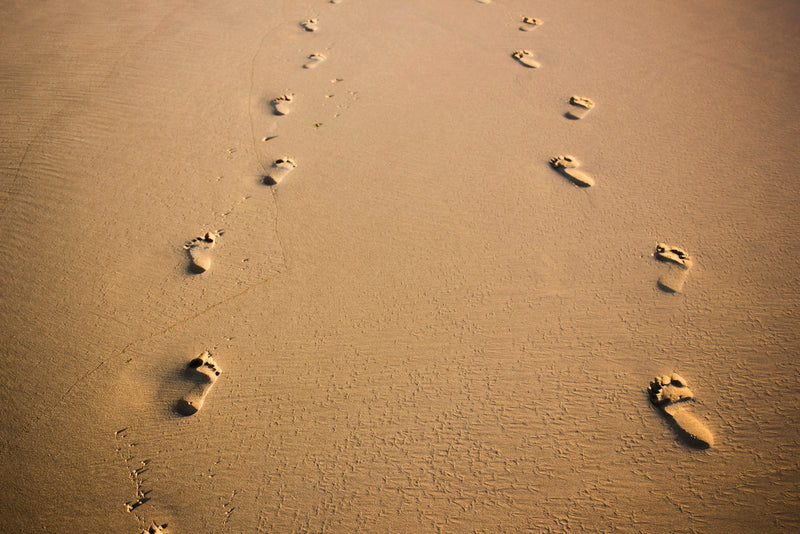 Footprints on brown sand