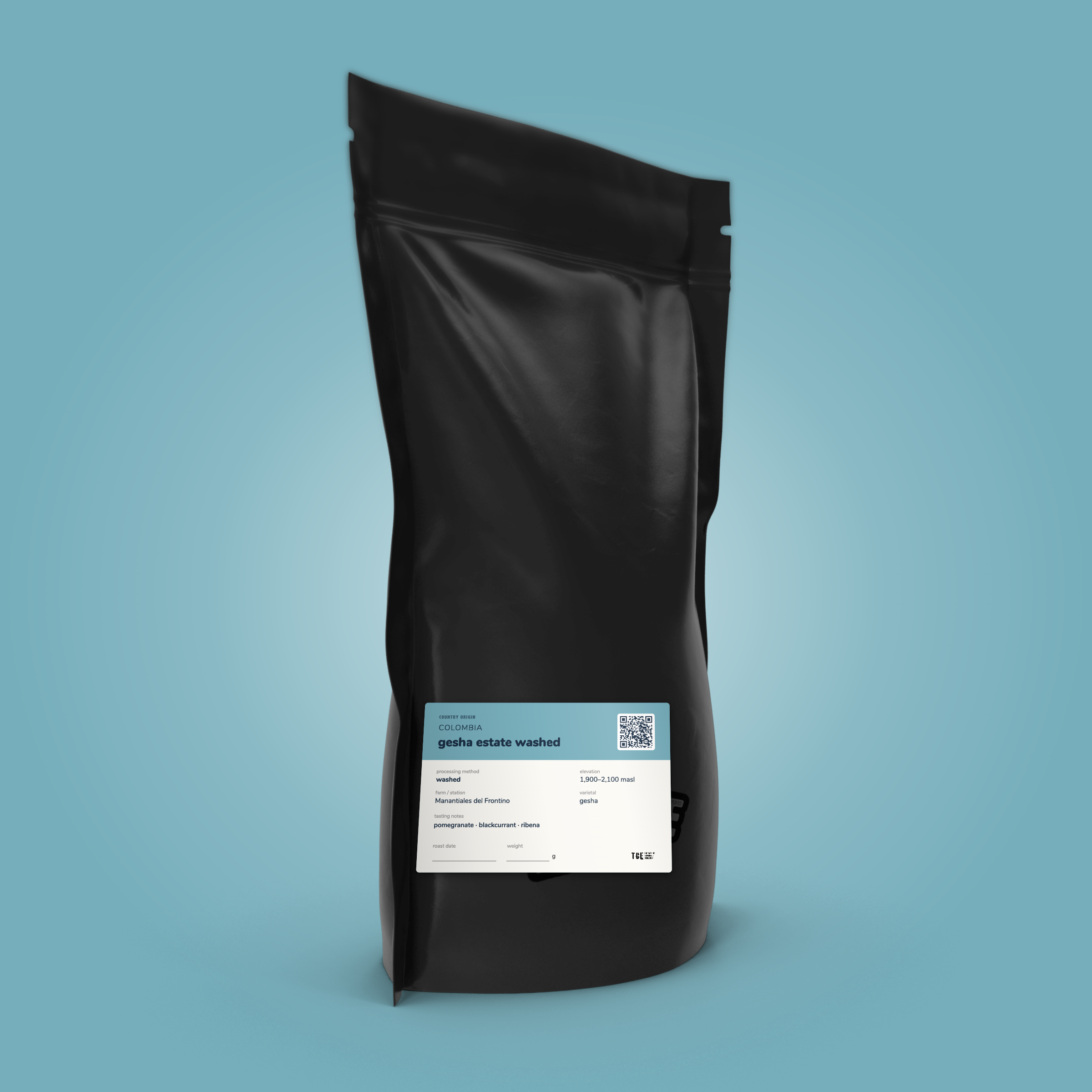 Colombia Gesha Estate coffee bag by The Caffeine Experience — washed Gesha, pomegranate, blackcurrant