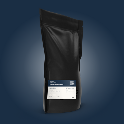 Cornerstone Blend coffee bag by The Caffeine Experience — 90% Brazil Cerrado, 10% PNG Mt Otto