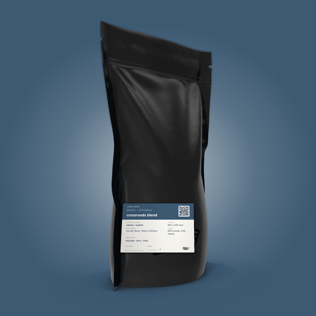 Crossroads Blend coffee bag by The Caffeine Experience — 80% Brazil Cerrado, 20% Ethiopian Sidamo